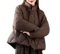 Dyhxuan Steppjacke Damen Elegant Stehkragen Daunenjacke Knöpfe Winterjacke Langarm Puffer Jacke Einfarbig Winteramntel Outdoorjacke mit Tasche