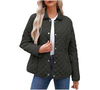 Dyhxuan Steppjacke Damen Leicht Druckknopf Übergangsjacke Langarm Steppmantel Warme Puffer Jacke Elegant Umlegekragen Softshelljacke Herbst Winter Mantel für Frauen