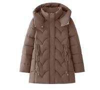 Dyhxuan Steppjacke Damen mit Kapuze Warm Winterjacke Langarm Puffer Jacke Einfarbig Daunenjacke Reißverschluss Kapuzenjacke Casual Wintermantel mit Tasche