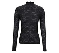 Dyhxuan T Shirt Damen Langarm Sexy Durchscheinende Spitzen Oberteile Slim Fit Basic Langarmshirt Große Größen Rollkragen Bluse Elegant Spitze Langarm T-Shirt Enge Unterziehshirt Layering Tops