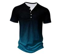 Dyhxuan T Shirt Herren V-Ausschnitt Knopfleiste Henley Shirt Vintage Sommer Hemd Einfarbige Kurzarm T-Shirt Baumwolle Basic Tops Große Größen Oberteile für Männer Gemütlich Freizeithemd M-4XL