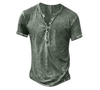 Dyhxuan T-Shirts für Herren Henley Ausschnitt Hemd Retro Einfarbige Freizeithemd Sommer Kurzarm Tshirt Knöpfen V-Ausschnitt Oberteile Große Größen Tops Gemütlich Basic T Shirt für Männer Streetwear