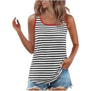 Dyhxuan Tank Top Damen Farbblock Gestreiftem Tanktops Locker Rundhals Ringeltop Leicht Sommer Ärmellose Bluse Komfortable Baumwolle Trägertop Tunika Casual Streifen Trägershirt Blusentops für Frauen