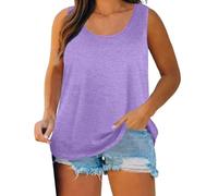 Dyhxuan Tank Top Damen Große Größen Ärmellose Oberteile Rundhals Basic Tanktop Baumwolle Unterhemd Übergrößen Frauen Trägertop Einfarbig Pullover Longtop Weiche Bequem Trägershirt Tops