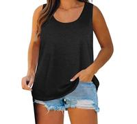 Dyhxuan Tank Top Damen Große Größen Ärmellose Oberteile Rundhals Basic Tanktop Baumwolle Unterhemd Übergrößen Frauen Trägertop Einfarbig Pullover Longtop Weiche Bequem Trägershirt Tops