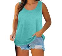 Dyhxuan Tank Top Damen Große Größen Ärmellose Oberteile Rundhals Basic Tanktop Baumwolle Unterhemd Übergrößen Frauen Trägertop Einfarbig Pullover Longtop Weiche Bequem Trägershirt Tops
