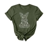 Dyhxuan Tops Bluse Damen Tshirt Ostern Kaninchen Ostereier Tunika Sommer Oberteile Kurzarm Oberteile mit Rundhals Happy Easter Tunika für Frauen Osterei Gefärbt Aufdruck Sportshirt Ideal Für Party