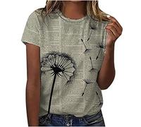 Dyhxuan Tops Für Damen Sommer T-Shirt Sonnenuntergang Strand Druck Tshirt Kurzarm Bluse mit Rundhals Slim Fit Oberteile Basic Tops Shirt Blouse Pullover Blusentops Sommerbluse Sportshirt Strandbluse