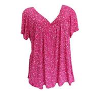 Dyhxuan Tshirt Damen Sommer T-Shirt Blumendruck Tops Kurzarm Bluse mit V-Ausschnitt Locker Große Größen Oberteile Basic Blouse Tunika Shirt Pullover Blusenshirt Blusentops Sommerbluse Sommershirts