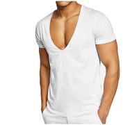 Dyhxuan Tshirt Herren Sommer V-Ausschnitt Bluse Sommerlich Kurzarm Tops Lässig Einfarbige T-Shirt All-Match Oberteile Männer Saugfähig Sportshirt Große Größen Pullover Basic Shirt M-3XL