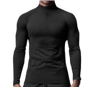 Dyhxuan Uv Shirt Herren Langarm Sportshirt 1/4 Zipper Stehkragen T-Shirt Stretch Slim Fit Langarmshirt Outdoor Longsleeve Tops
