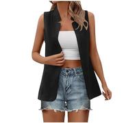 Dyhxuan Weste Damen Ärmellos Sommer Blazer Modische Einfarbige Anzugmantel Slim Fit Anzugjacke Stehkragen Business Jacke Open Front Büro Jacke Arbeitsjacke Tantops All-Match Blazerjacke