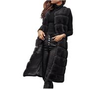 Dyhxuan Weste Damen Lang Kunstfell Winterweste Elegant Ärmellose Jacke Warm Autumn Wintermantel Outdoor Pelzweste Pelzmantel Flauschige Cardigan Einfarbig Fellweste Elegant Winterjacke Mantel