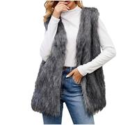 Dyhxuan Weste Damen Lange Kunstpelze Elegant Ärmellose Westen Einfarbig Pelzweste Vest Jacke Fellweste Winter Warme Pelzjacke Faux Pelz Kunstfell Pelzmantel Frauen Felljacke F热Fell Cardigan Mantel