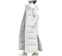 Dyhxuan Winterjacke Damen Lang Daunenjacke mit Kapuze Einfarbige Pufferjacke Mantel Warm Gefütterte Steppjacke Langarm Übergangsjacke Locker Kapuzenjacke Softshelljacke Teenager Mädchen Wintermantel