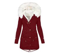 Dyhxuan Winterjacke Damen Lang Parka Jacke Warm Gefüttert Steppjacke Fleece Daunenjacke mit Fellkapuze Outdoorjacke Große Größen Daunenmantel Elegant Wintermantel Winterparka Winter Mantel für Frauen