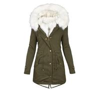 Dyhxuan Winterjacke Damen Lang Parka Jacke Warm Gefüttert Steppjacke Fleece Daunenjacke mit Fellkapuze Outdoorjacke Große Größen Daunenmantel Elegant Wintermantel Winterparka Winter Mantel für Frauen