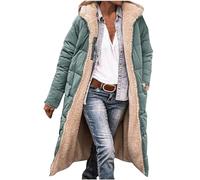 Dyhxuan Winterjacke Damen Lang Warm Wendejacke Einfarbige Baumwolle Fleecejacke Gefüttert Fleece Wintermantel Langarm Kapuze Übergangsjacke Große Größen Wendemantel Herbst Winter Softshelljacke