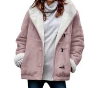 Dyhxuan Winterjacke Damen mit Kapuze Warm Gefüttert Wildlederjacke Fleece Kapuzenjacke Langarm Wintermantel Große Größen Casual Fleecejacke Herbst Winter Mantel