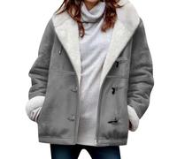 Dyhxuan Winterjacke Damen mit Kapuze Warm Gefüttert Wildlederjacke Fleece Kapuzenjacke Langarm Wintermantel Große Größen Casual Fleecejacke Herbst Winter Mantel