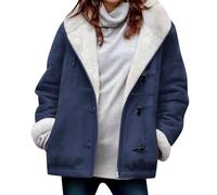 Dyhxuan Winterjacke Damen mit Kapuze Warm Gefüttert Wildlederjacke Fleece Kapuzenjacke Langarm Wintermantel Große Größen Casual Fleecejacke Herbst Winter Mantel