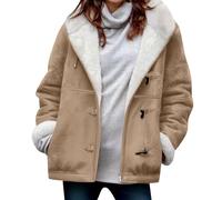 Dyhxuan Winterjacke Damen mit Kapuze Warm Gefüttert Wildlederjacke Fleece Kapuzenjacke Langarm Wintermantel Große Größen Casual Fleecejacke Herbst Winter Mantel