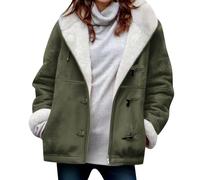 Dyhxuan Winterjacke Damen mit Kapuze Warm Gefüttert Wildlederjacke Fleece Kapuzenjacke Langarm Wintermantel Große Größen Casual Fleecejacke Herbst Winter Mantel