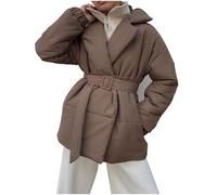 Dyhxuan Winterjacke Damen Winter Steppjacke mit Gürtel Warme Daunenjacke Revers Puffer Jacke Dick Steppmantel Einfarbig Wintermantel Outdoorjacke Steppmantel Modisches Daunenmantel Mantel für Frauen