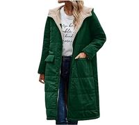 Dyhxuan Wintermantel Damen Lang Fleecejacke mit Kapuze Warm Plüsch Wendejacke Elegant Einfarbig Winterjacke Reißverschluss Winter Coat Warm Gefüttert Kapuzenjacke Outdoor Damenjacke Mantel Parka