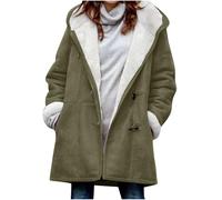 Dyhxuan Wolljacke Damen Fleece Gefüttert Winterjacke Große Größen Wintermantel mit Kapuze Warm Winterparka Winter Langarm Kapuzenjacke Elegant Parka S-6XL