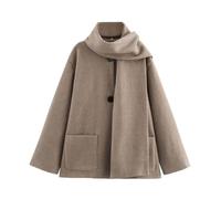 Dyhxuan Wolljacke Damen Schal-Kragen Wollmantel Einfarbig Wollmischung Winterjacke Elegant Einreihiges Jacke Langarm Wintermantel Warm Mantel für Herbst Winter