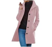 Dyhxuan Wollmantel Damen Elegant Trenchcoat Lang Herbstjacke mit Tasche Einreiher Wolljacke Wolle Windjacke Freizeit Windbreaker Revers Winterjacke Locker Damenjacke Outdoor Mantel Coat Outwear