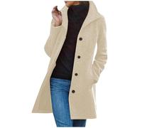 Dyhxuan Wollmantel Damen Elegant Trenchcoat Lang Herbstjacke mit Tasche Einreiher Wolljacke Wolle Windjacke Freizeit Windbreaker Revers Winterjacke Locker Damenjacke Outdoor Mantel Coat Outwear