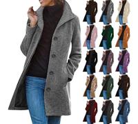 Dyhxuan Wollmantel Damen Elegant Trenchcoat Lang Herbstjacke mit Tasche Einreiher Wolljacke Wolle Windjacke Freizeit Windbreaker Revers Winterjacke Locker Damenjacke Outdoor Mantel Coat Outwear