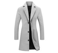 Dyhxuan Wollmantel Damen Knielang Trenchcoat Einfarbig Umlegekragen Mantel Einreihig Blazer Jacke Elegant Übergangsjacke Mittellanges Wolljacke S-5XL