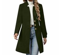 Dyhxuan Wollmantel Damen Mittellang Trenchcoat Elegant Mantel Stehkragen Übergangsmantel Einbrastrein Damenmantel Langarm Wintermantel Windjacke Herbst Winter