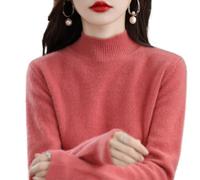 DYJAGYO 2023 Herbst und Winter Kaschmir High Neck Warm Knit Sweater,Frauen Kaschmir-Pullover,Casual Pure Bottom Shirt,Fashion Knitted Pullover Sweater (Light red,XX-Large)