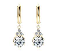 DYUNQ Moissanit-Tropfen-Ohrringe für Damen, 1-2 Karat Weißgold, 18 Karat Weißgold, D-Form, Rundschliff, 925er Sterlingsilber, Hochzeitsohrringe für Bräute, Brautjungfer, GRA-zertifiziert, Medium