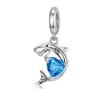 DYXIA 925 Sterling Silber Charm Dangle Beads, Ocean Collection Herz Hai DIY Anhänger Geschenk für Frauen Mädchen Kompatibel mit Pandora Troll Chamilia Charm Armband und Halsketten