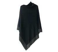 Dzhzuj Glänzender Damen-Schal aus Wolle und Strass, leichte Schals und Wraps für Abendkleider, unregelmäßiger, lockerer Strickschal, Poncho-Pullover, Größe L, Schwarz