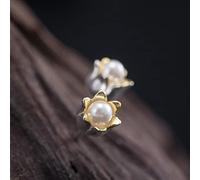 DZLA Ohrstecker Silber 925,Damen Ohrstecker Ohrringe Vintage Mode Maiglöckchen Süßwasserperle 925Er Sterling Silber Ohrstecker Ohrringe Eleganter Silber Ohrstecker Schmuck Geschenke Für Ihre Frauen M