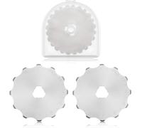 Dzxin 45 mm Rollschneider-Klingen, 2 Stück, Rotationsschneider-Klingen, perforierende, rotierende Ersatzklinge mit Kunststoffbox, Häkelkante, Skip-Klingen zum Schneiden, Basteln (15 Zähne)