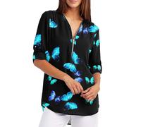 E Blusen Oberteil Elegant Weihnachts Umstands Spitzen Schlupfblusen Sleeve Rückenausschnitt Einfarbige Multiblu Breiten Besticktes Button Flügelärmel Zitrone Tailliertes 50 Disco Dicke