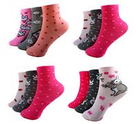 E&F Fashion 12 Paar Kids Mädchen Socken Kinder Strümpfe 85% Baumwolle Bunt Gr. 23-38 + Silikon Armband A.1001 (23-26)