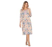 e.Femme® Damen Nachthemd 3/4 Arm Monika 1084 aus 100% Baumwolle (Pfingstrosen/Lachs, 40)
