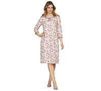 e.Femme® Damen Nachthemd Agnes 2332 aus 100% Baumwolle, 3/4 Arm, Druck/Lachs 50