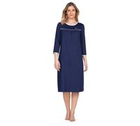 e.Femme® Damen Nachthemd Nicole II 1018 mit 3/4 Arm, aus 50% Baumwolle und 50% Modal, Marine 52