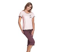 e.Femme® Damen Schlafanzug Celina 806 aus Baumwolle und Modal, Rose/Bordeaux 40