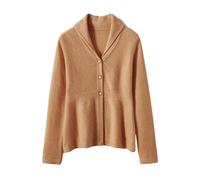 E-girl Damen Kaschmir-Mischung Strickjacke Braun Kapuzen Langarm Strickpullover Damen Knöpfen Relaxed Dünner Kaschmir&Wolle Pullover,EU 38,ER3359