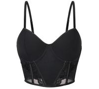 E-girl Damen Renaissance Korsett Corsage Top Rückenschnürung Spaghettiträger Mesh Corsagen Bustier Korsage,Schwarz,M,C6273